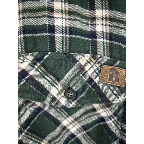 Wrangler Riggs Workwear Green Plaid Button Up Collared Flannel Shirt Size 2XT - Picture 7 of 13